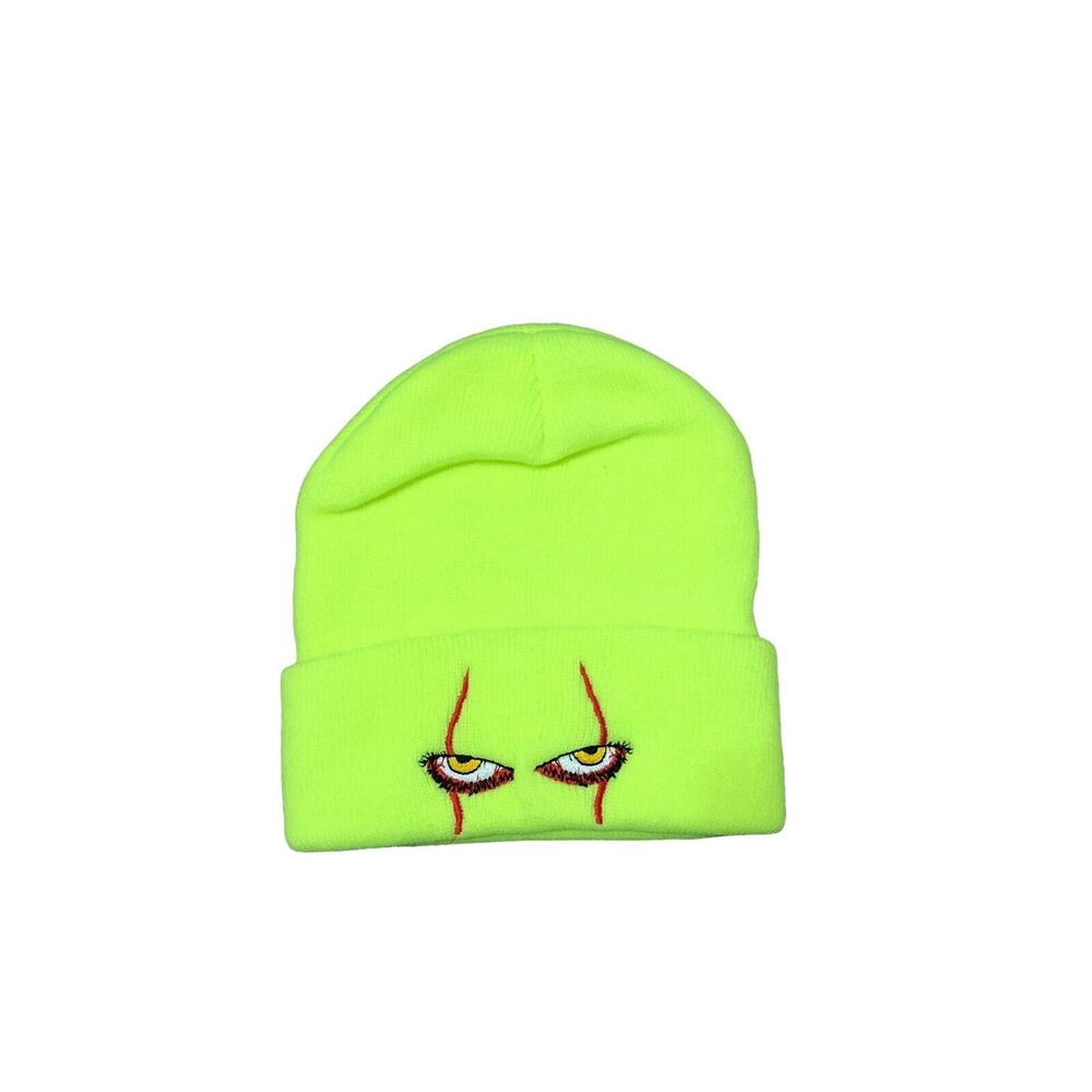 Horror Movie Stephen King IT Pennywise The Clown Neon Green Beanie